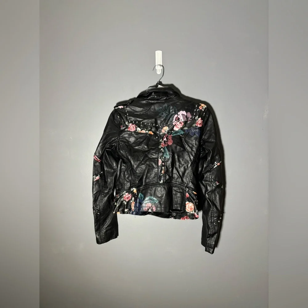 Blank NYC Floral Faux Leather Moto Biker Jacket Size XS - Picture 3 of 4